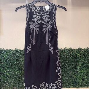 Bella Barnett Black Dress with White Embroidery - M